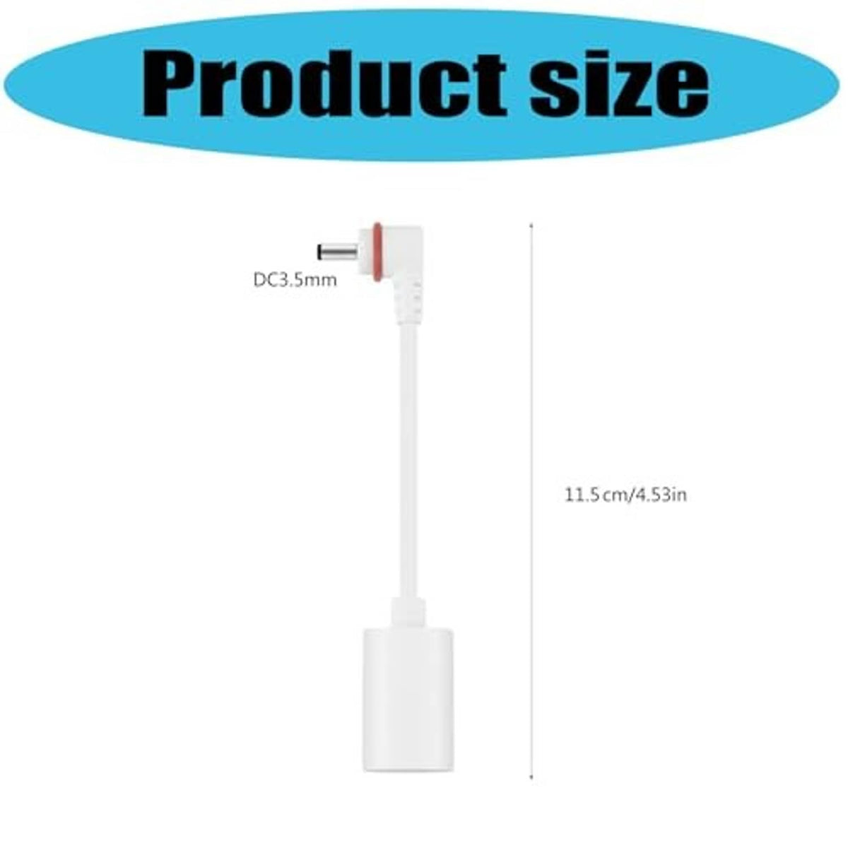USB-C to barrel plug adapter cable with white cord and red-ring barrel connectors