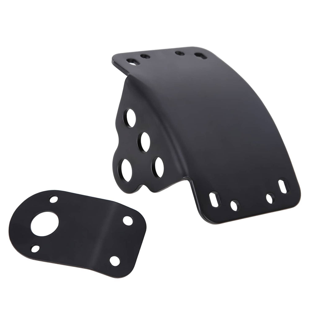Black motorcycle license plate side mount bracket set with large bracket and small mounting plate