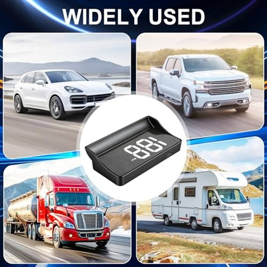 Digital car HUD speed display with glowing white digits on a black module