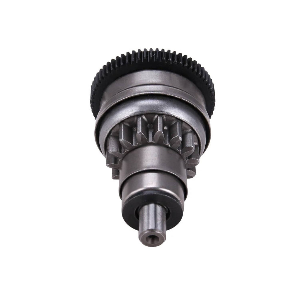 Starter clutch gear with black outer teeth and silver stepped metal housing