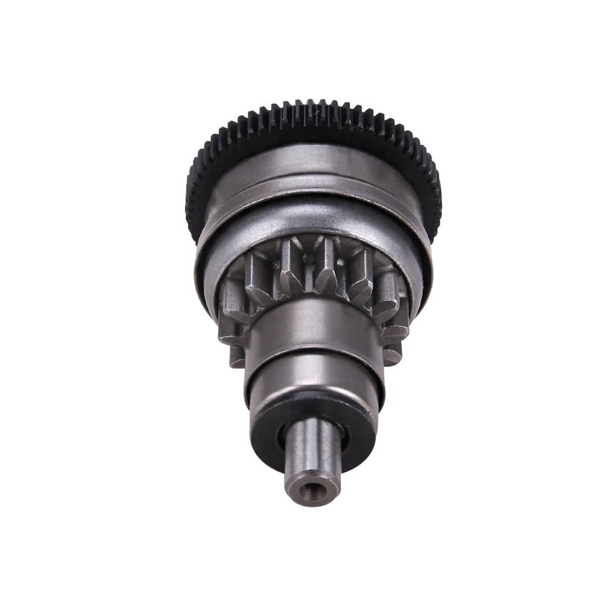 Starter clutch gear with black outer teeth and silver stepped metal housing