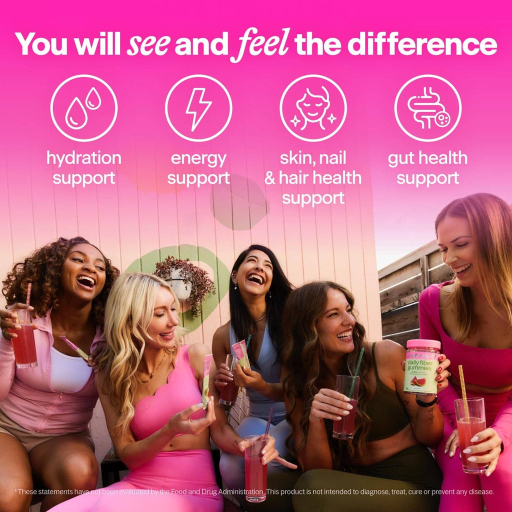 People holding drinks made with BelliWelli daily fiber + probiotics powder