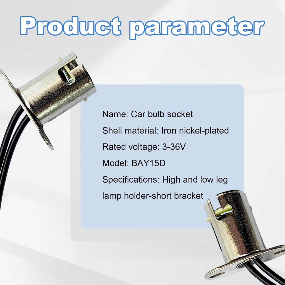 Metal BAY15D car bulb socket with nickel-plated shell and mounting flange
