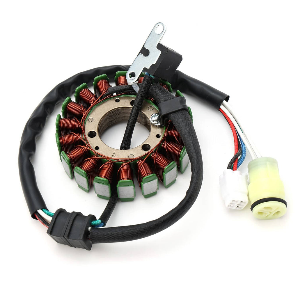 Stator assembly with copper windings and ignition coil plug, wiring harness