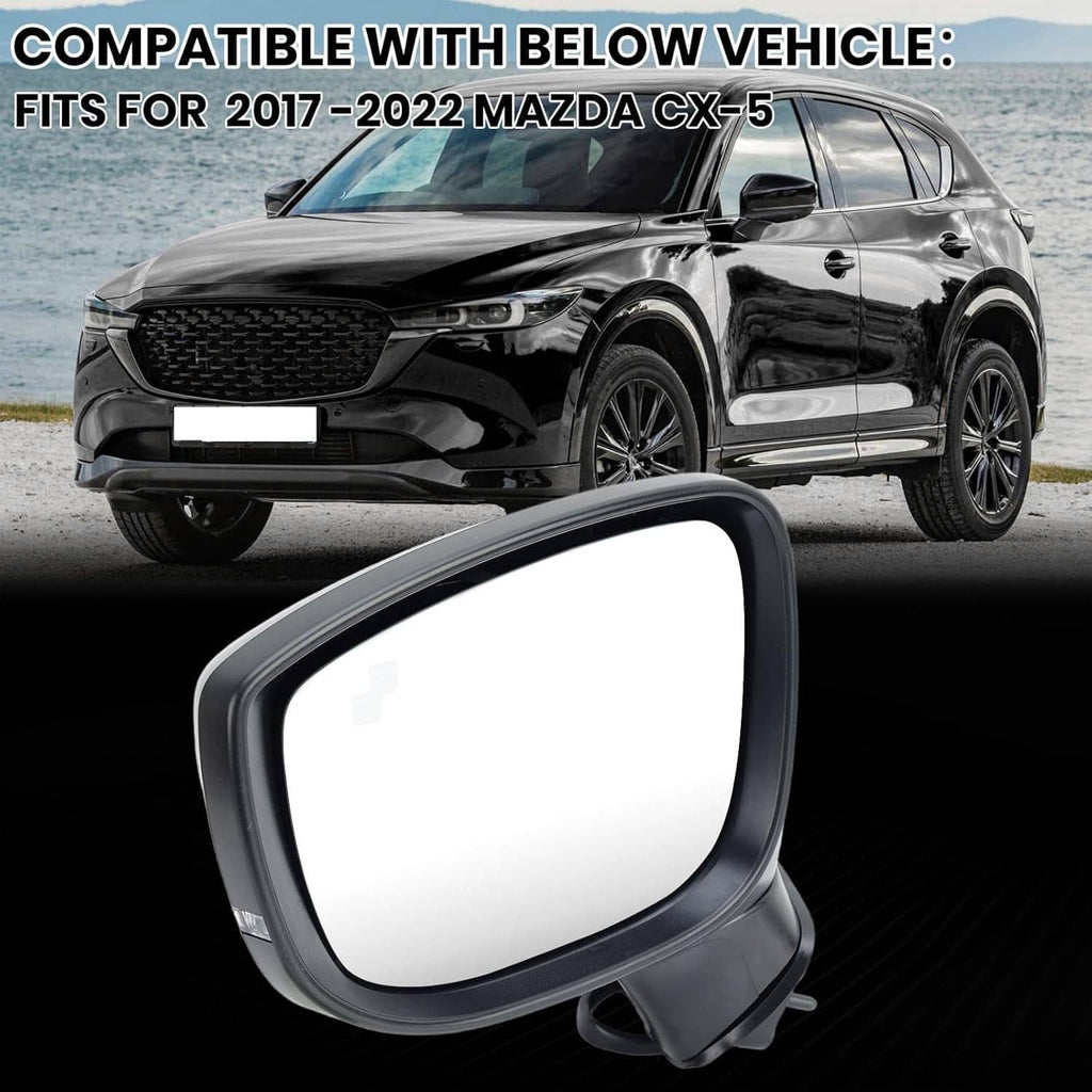 Black left side mirror replacement housing with clear lens area