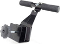 Black doorway sit-up bar with foam grips and door anchor end with pin hardware