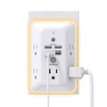 White outlet extender with multiple outlets and USB ports, featuring built-in night light