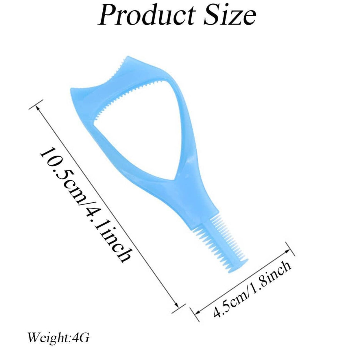 Blue eyelash shield tool with handle and toothed edge for mascara protection