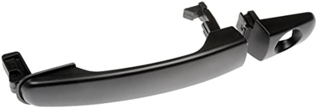 Black front exterior door handle with circular bezel and mounting hardware