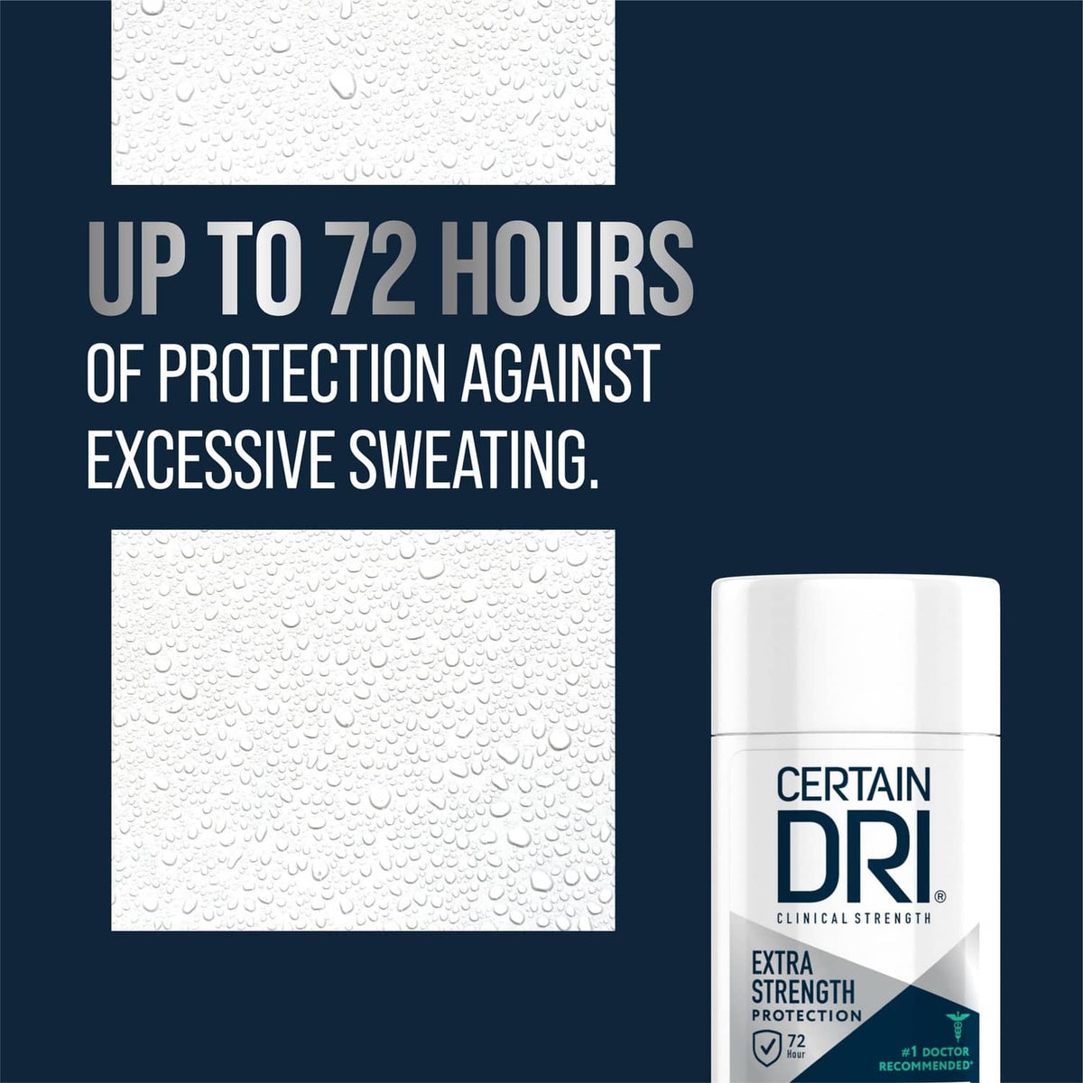 White solid antiperspirant deodorant container with clinical strength extra strength label