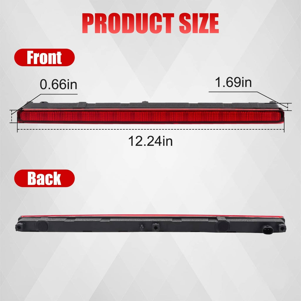 Third brake light bar with red LED lens and black base, shown in side profile
