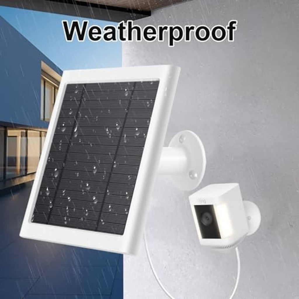 Weatherproof solar panel charger with wall mount and camera battery mount