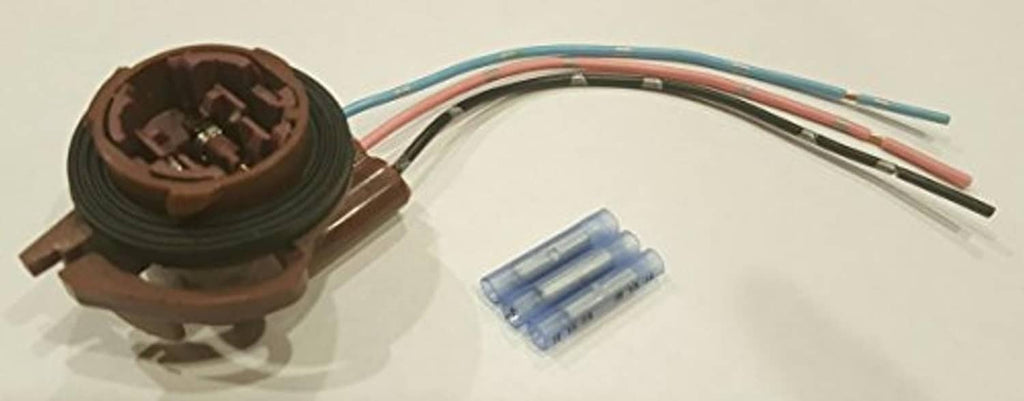 Light socket pigtail repair kit with brown connector, blue terminal block, and colored wires
