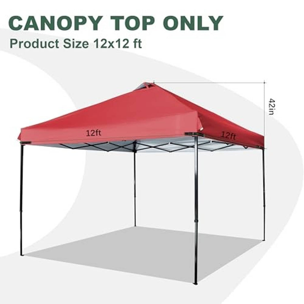 Red canopy top only replacement, 12x12 ft size, shown with dimensions