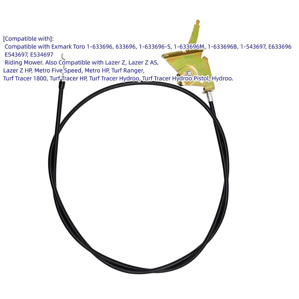 Throttle control cable with black loop and gold bracket end