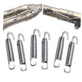 Motorcycle exhaust pipe springs set with six stainless steel coil springs and U hooks