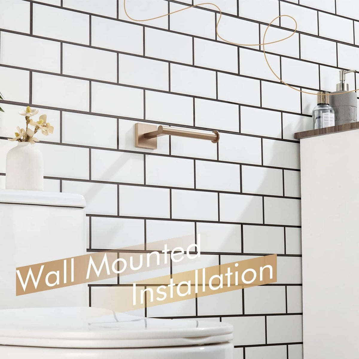 Wall-mounted toilet paper holder, champagne bronze vertical bar for easy installation