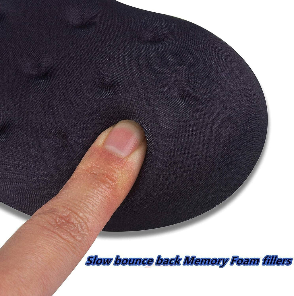 Memory foam wrist rest pad with textured dimples on dark surface