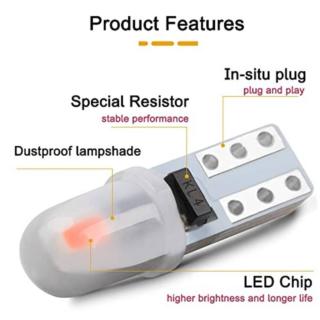 T5 LED car bulb with clear cap and rectangular circuit board with LED chip