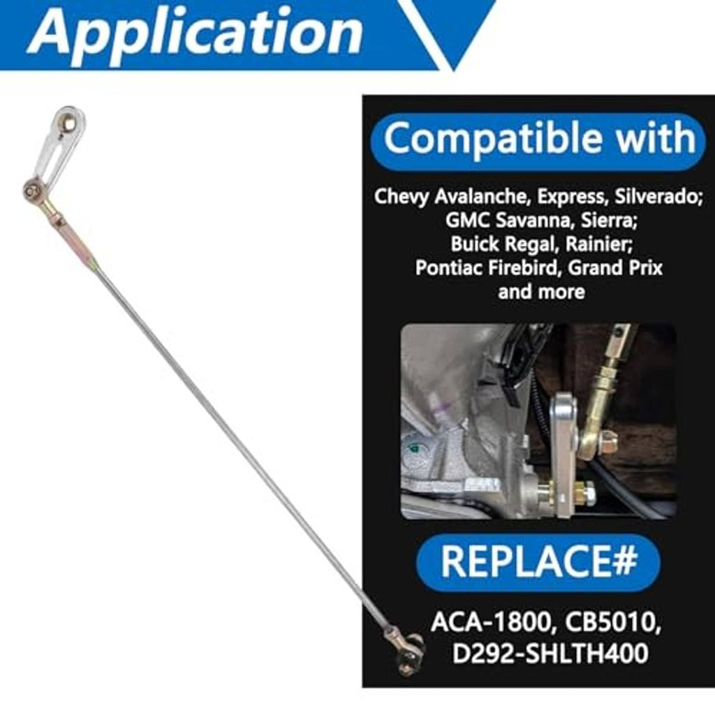 Transmission shift linkage rod with lever end bracket and connection hardware