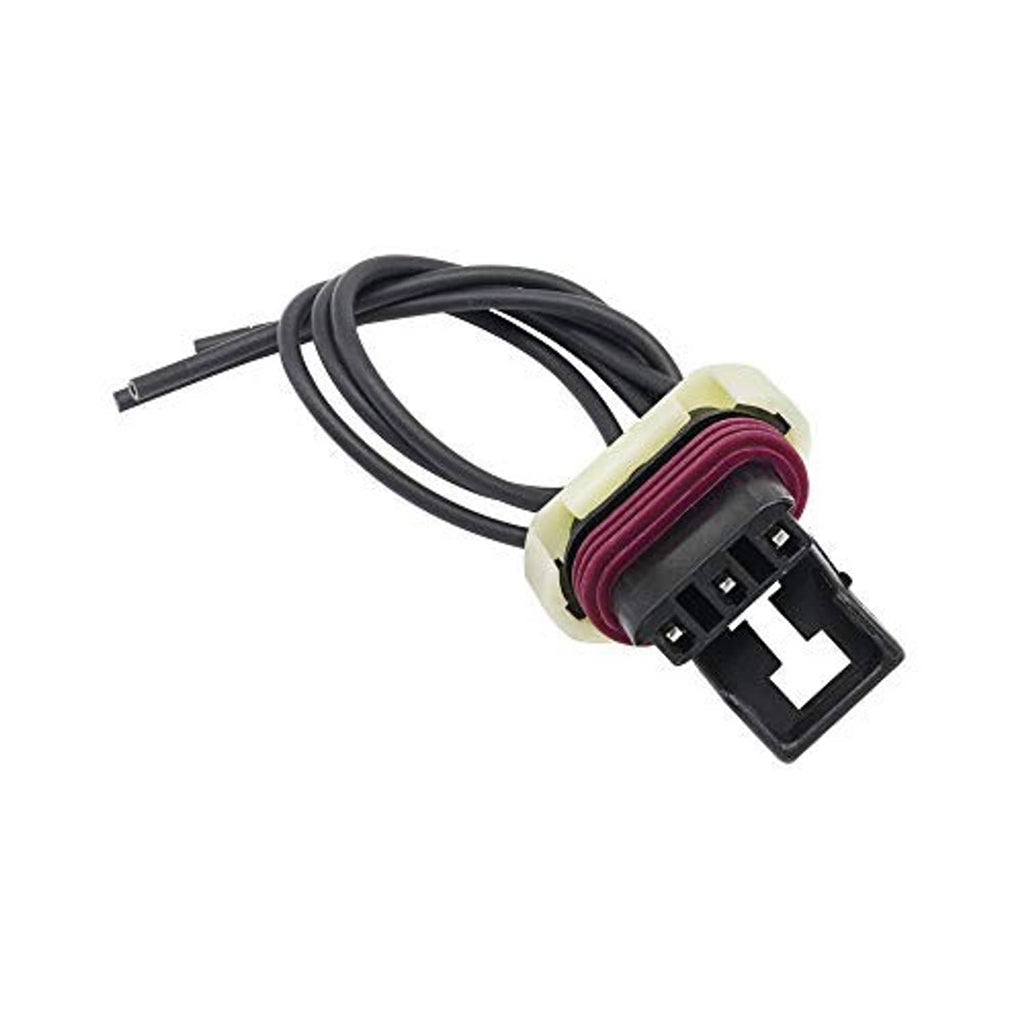 Engine camshaft sensor connector with maroon coil section, black plug, and wire leads