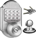 Keyless keypad digital deadbolt door lock with round thumb-turn and entry keypad panel