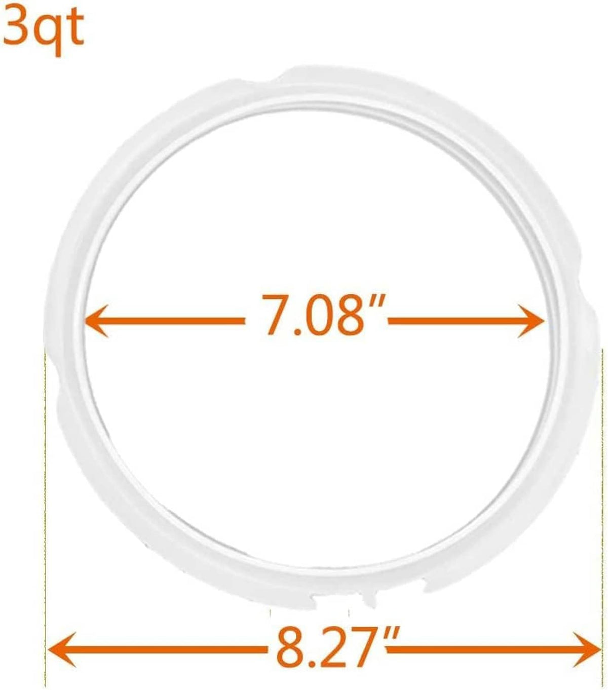 White silicone sealing gasket ring, circular loop with inner lip profile