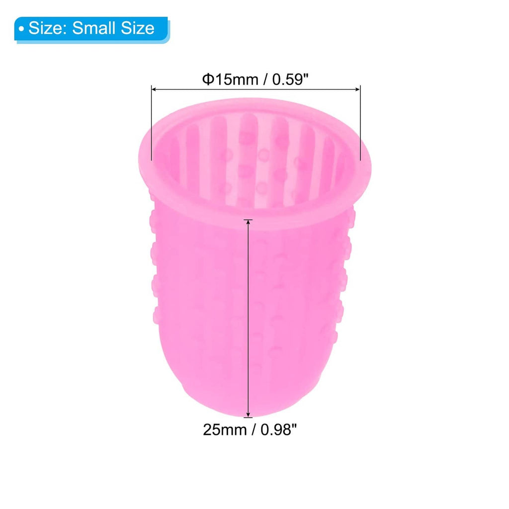 Pink small silicone finger tip cover with ribbed inner grip; 0.59 in width