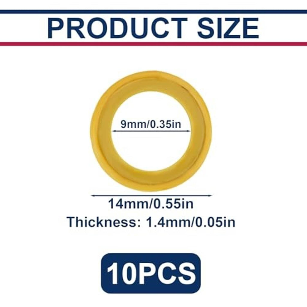 Single yellow round gearcase drain plug seal gasket ring with inner hole