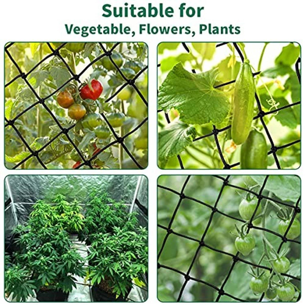 Black trellis net with small square grid for training plants in a grow tent
