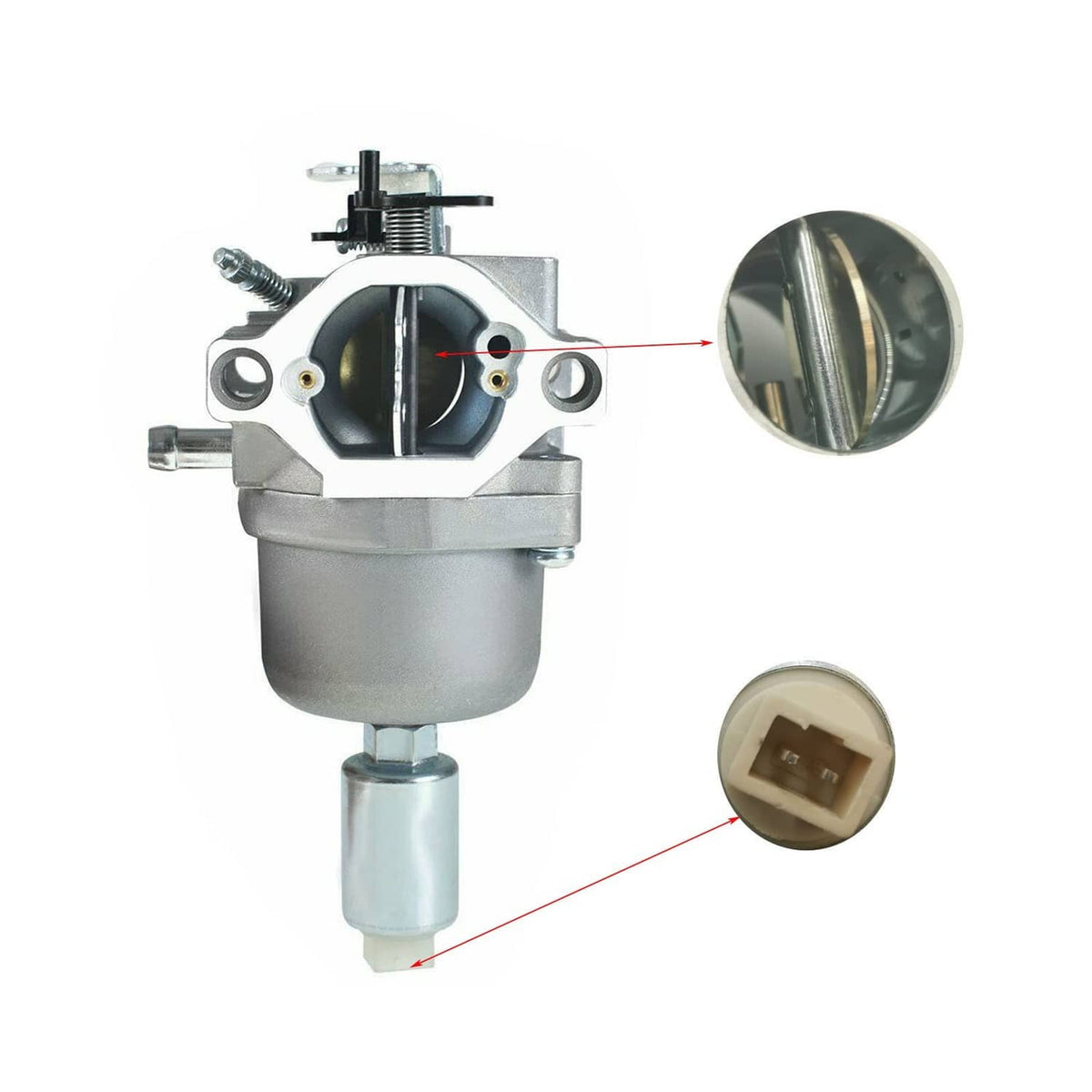 Carburetor replacement with air intake body and gasket close-up details