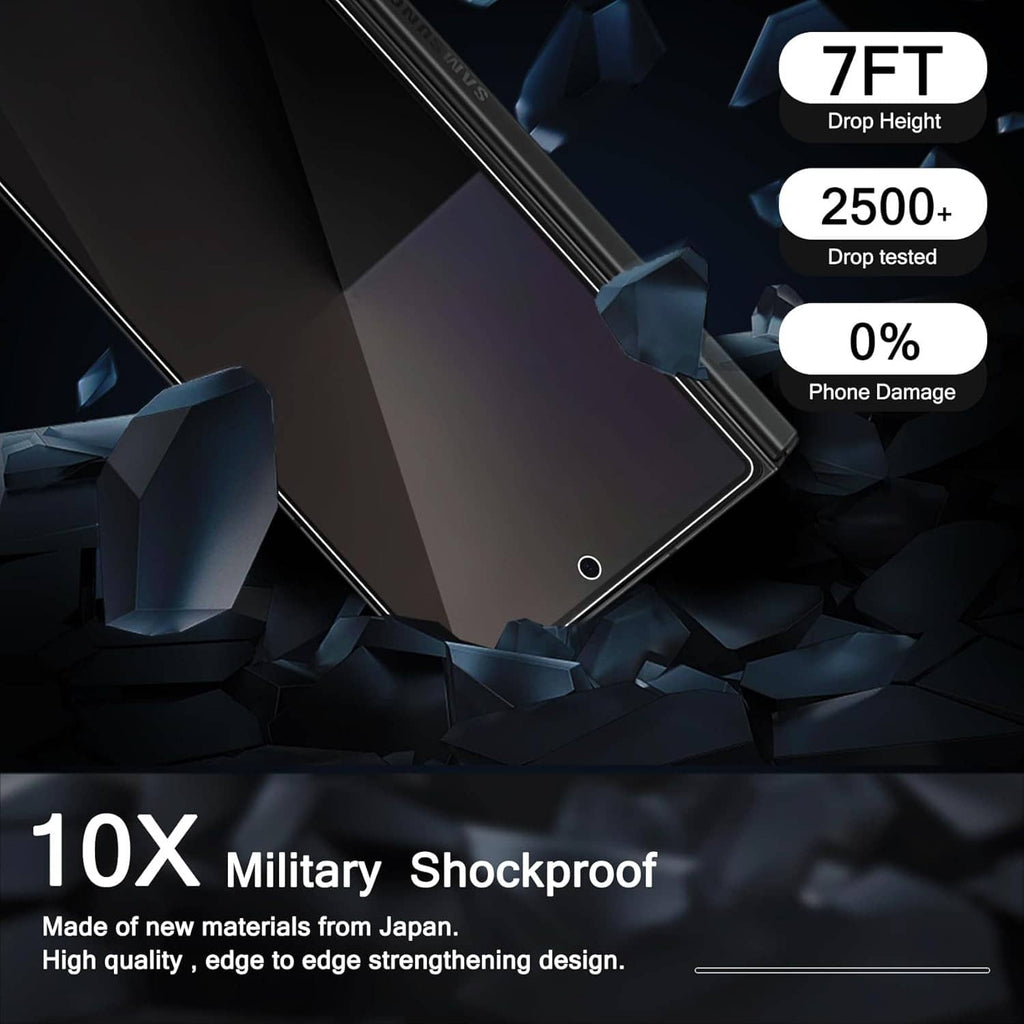 Privacy screen protector film with edge coverage, glossy black for foldable phone