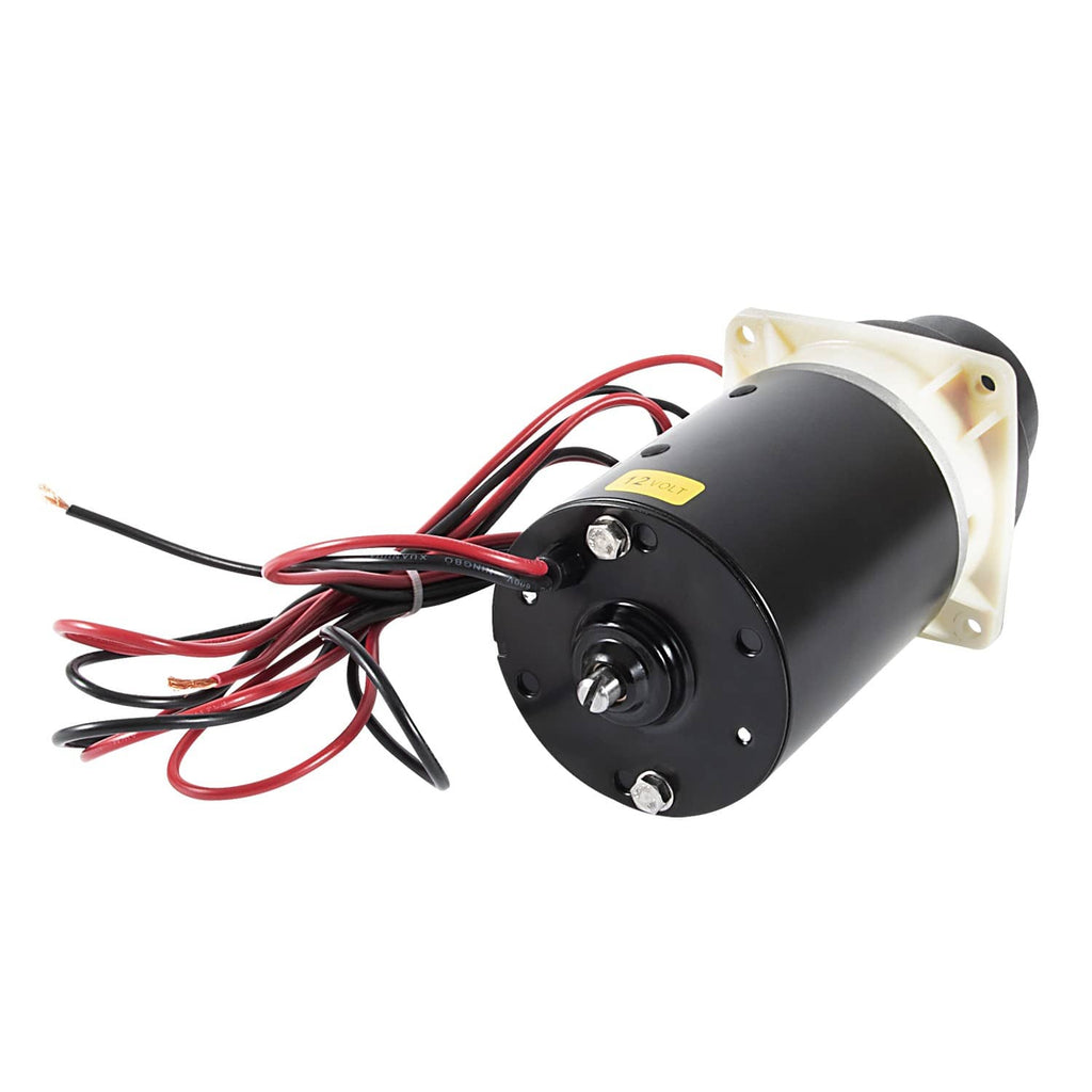 12V marine toilet pump assembly kit with side mounting plate, black motor, and red wiring