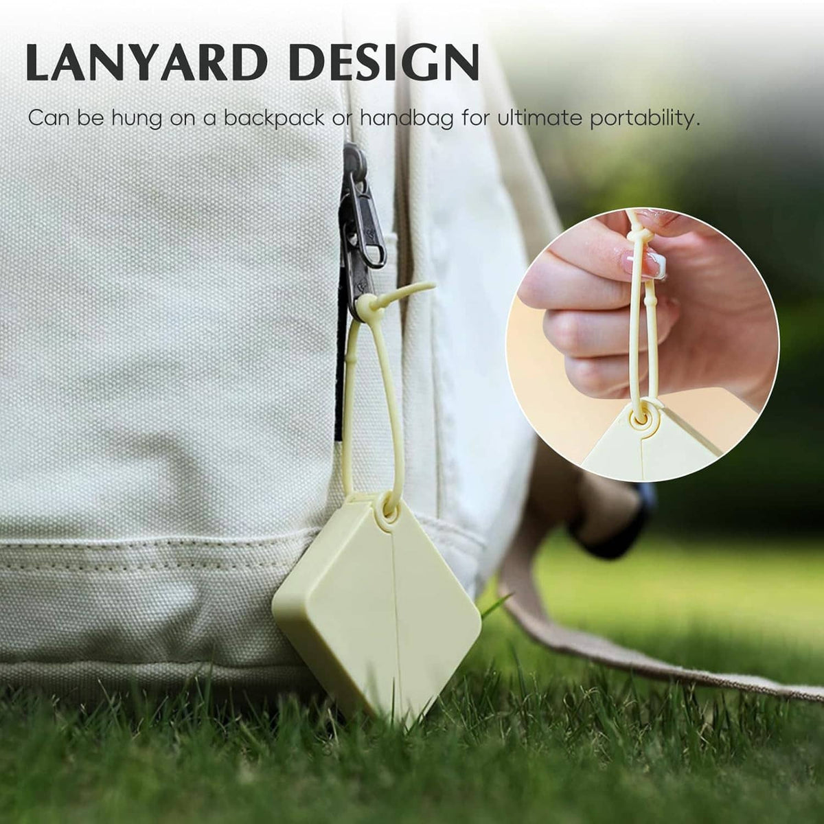 Fold-out soap sheet dispenser tags with hanging lanyard for portable hand washing