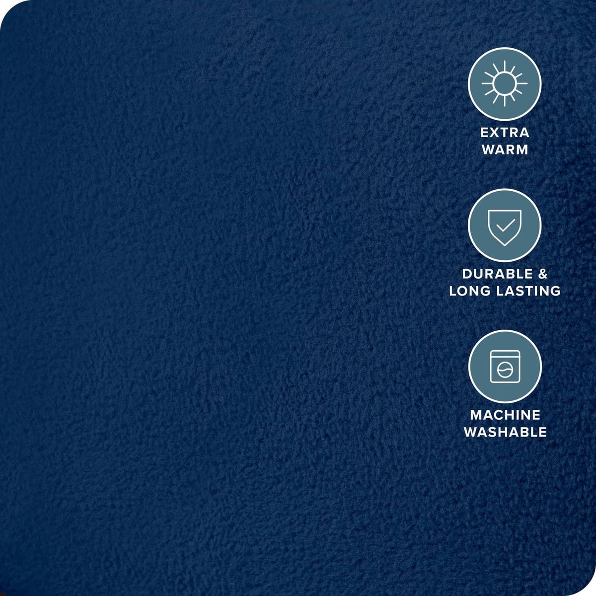 Dark blue fleece fitted sheet with dense textured surface