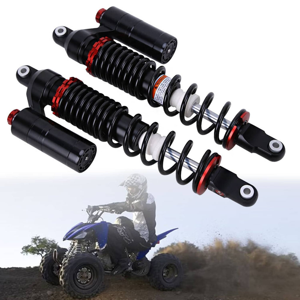 Front air shock absorbers pair with black cylinders, coil springs, and red end caps