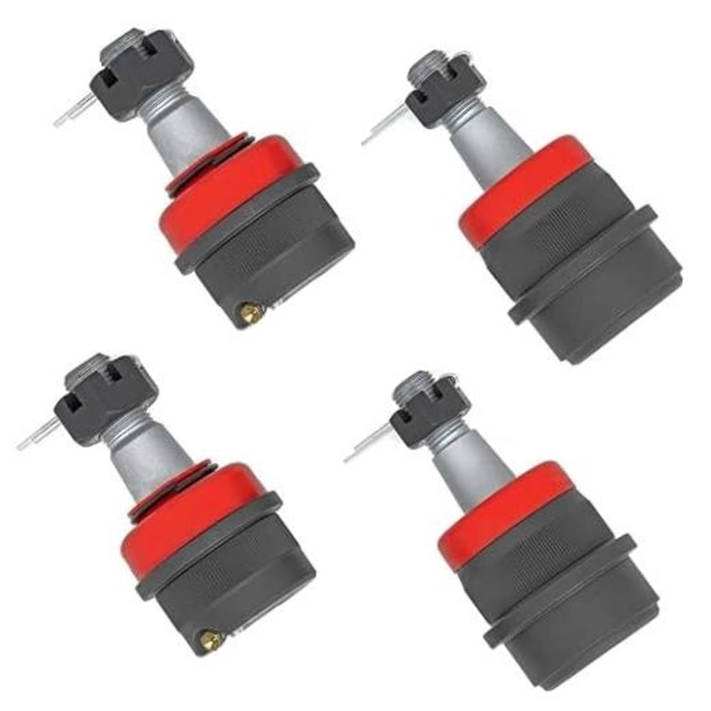 Front upper/lower greasable ball joint kit with red and black boots, four pieces