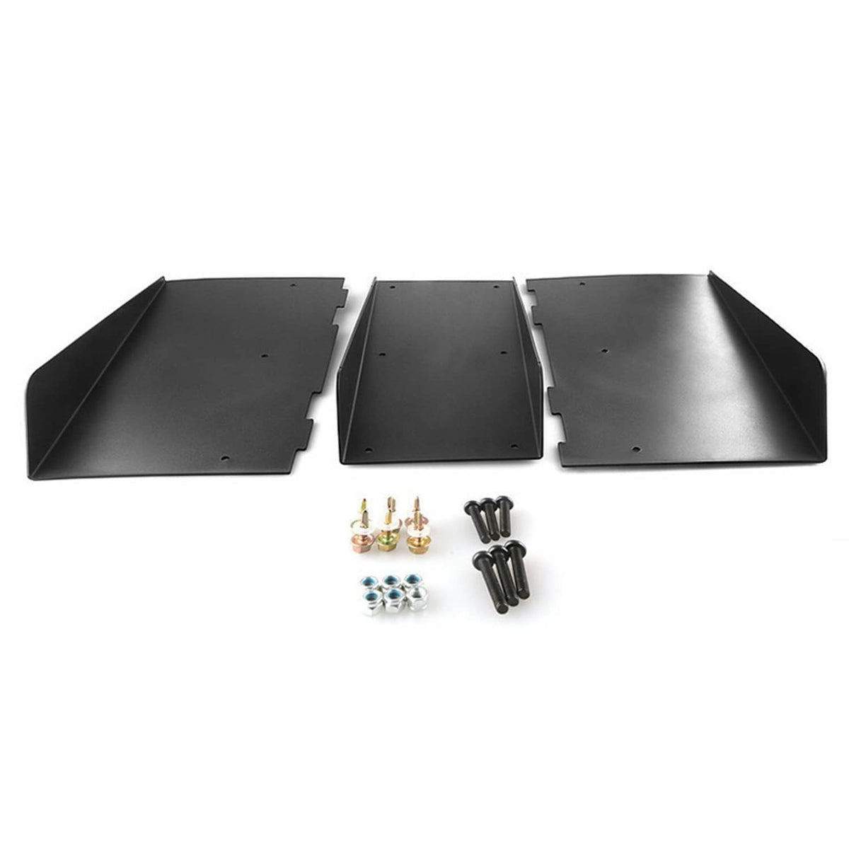 Black ABS rear bumper diffuser panels with 4-fin design plus bolts and nuts set