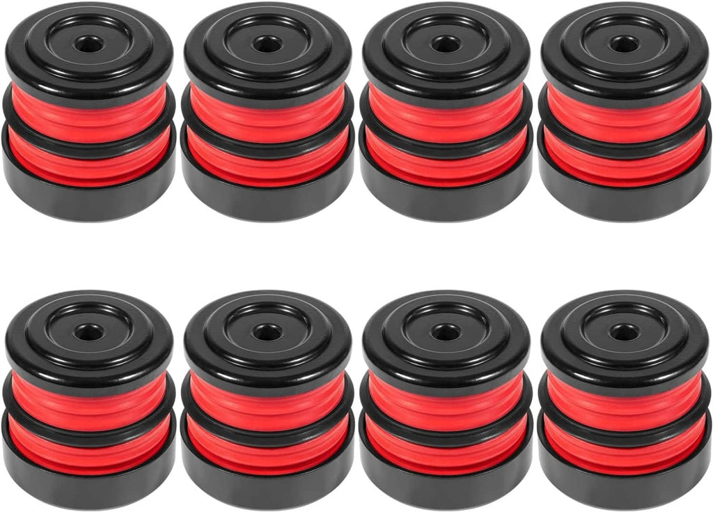 8-piece silicone body mount bushing set with red rings and black cups