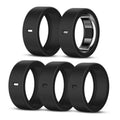 Set of five black silicone ring covers with inner metal opening