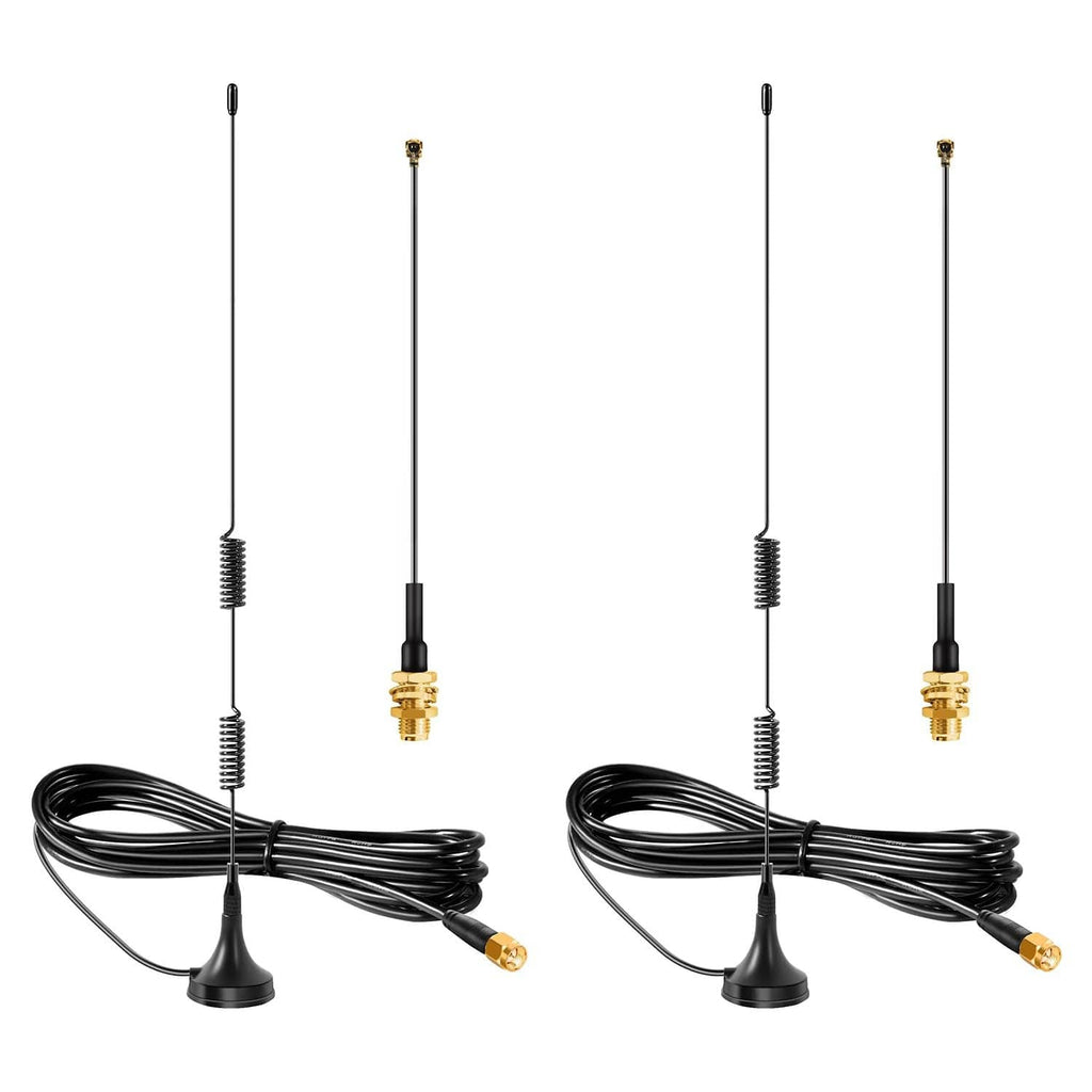 Long-range 915MHz LoRa magnetic base antenna kit, black cable, gold connectors, two whips