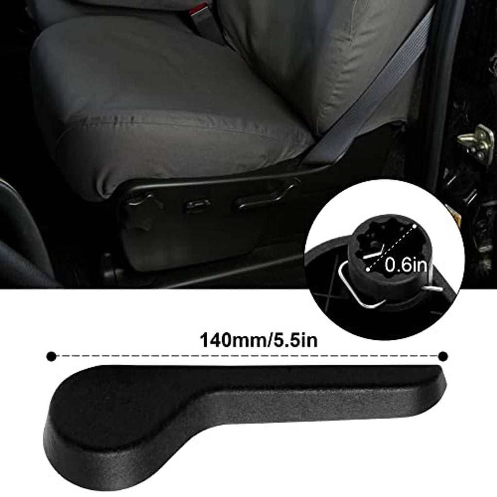 Black seat recliner handle lever with size marking 140 mm (5.5 in)