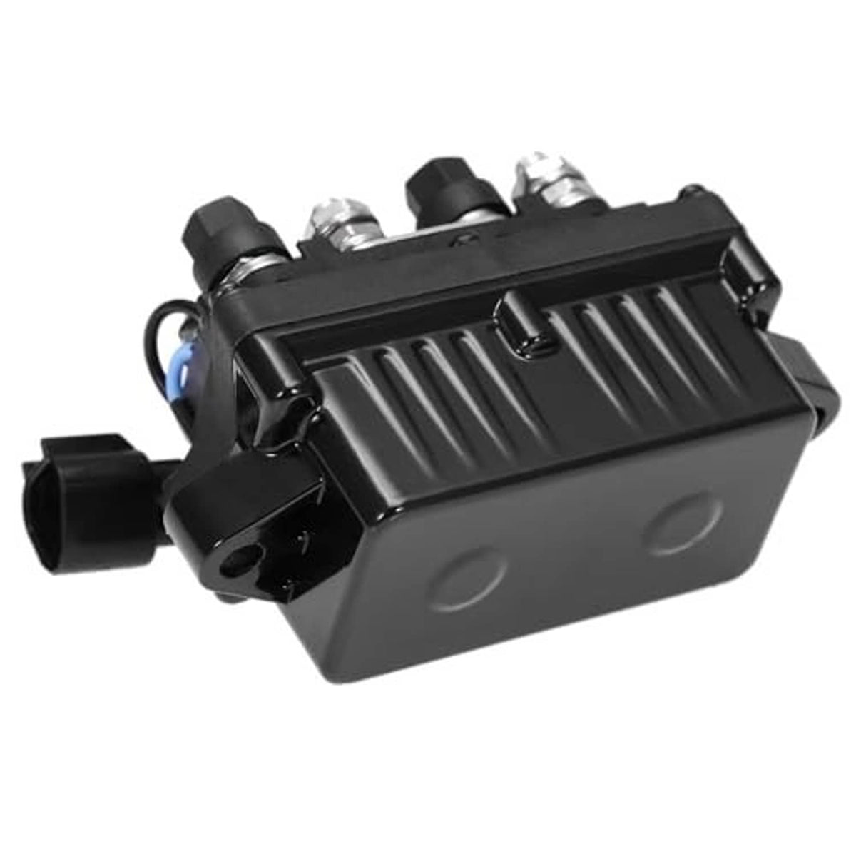 Black outboard trim relay unit with side connectors and visible terminal hardware