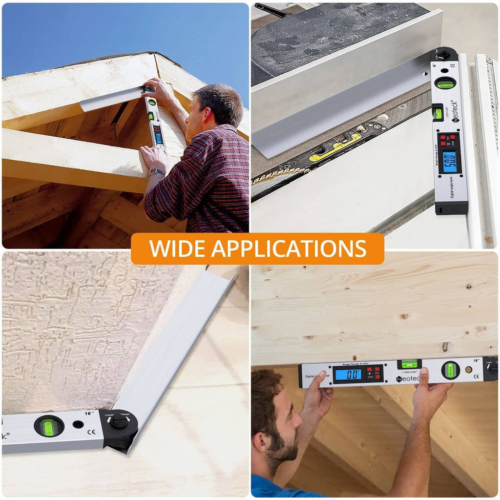 Aluminum digital angle finder used on corners and beams with LCD angle display