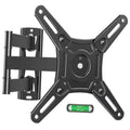 Black three-arm full-motion TV wall mount bracket with mounting plate and swivel joints