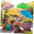 Garden plant umbrellas, four colorful canopy shades on metal stakes