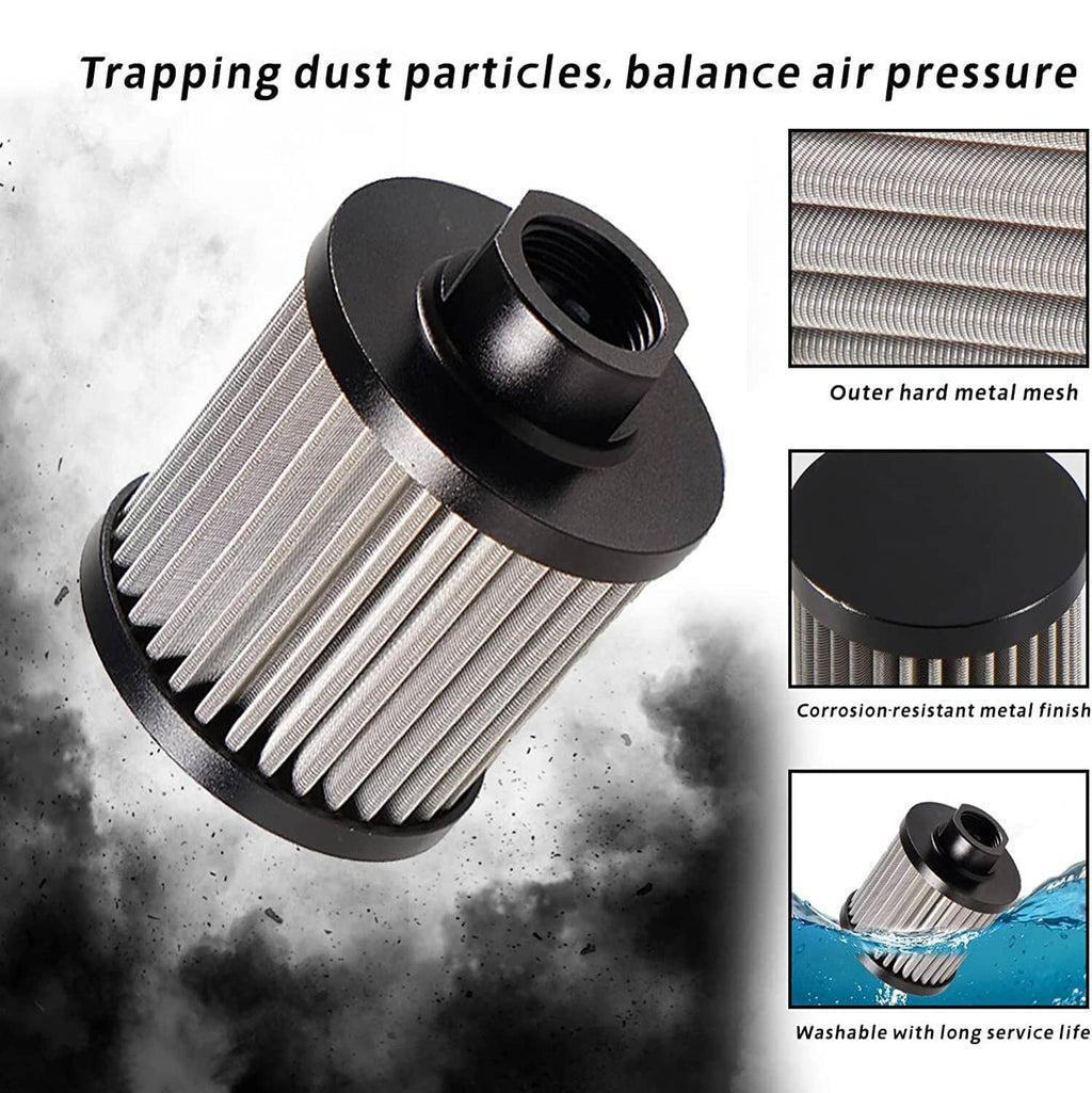 Washable oil catch can filter element with metal wire mesh and threaded base