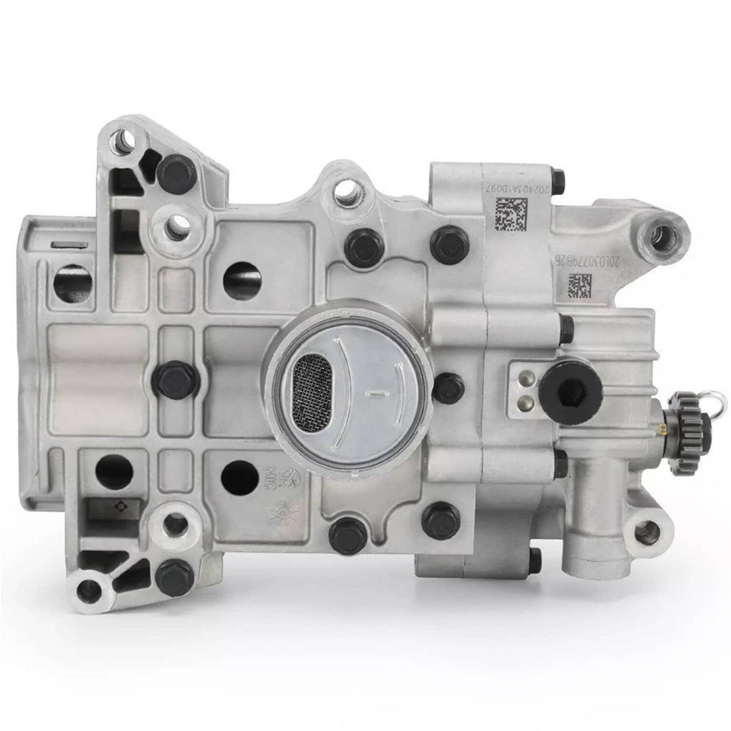 Engine oil balance shaft pump assembly with circular screen insert and black fasteners