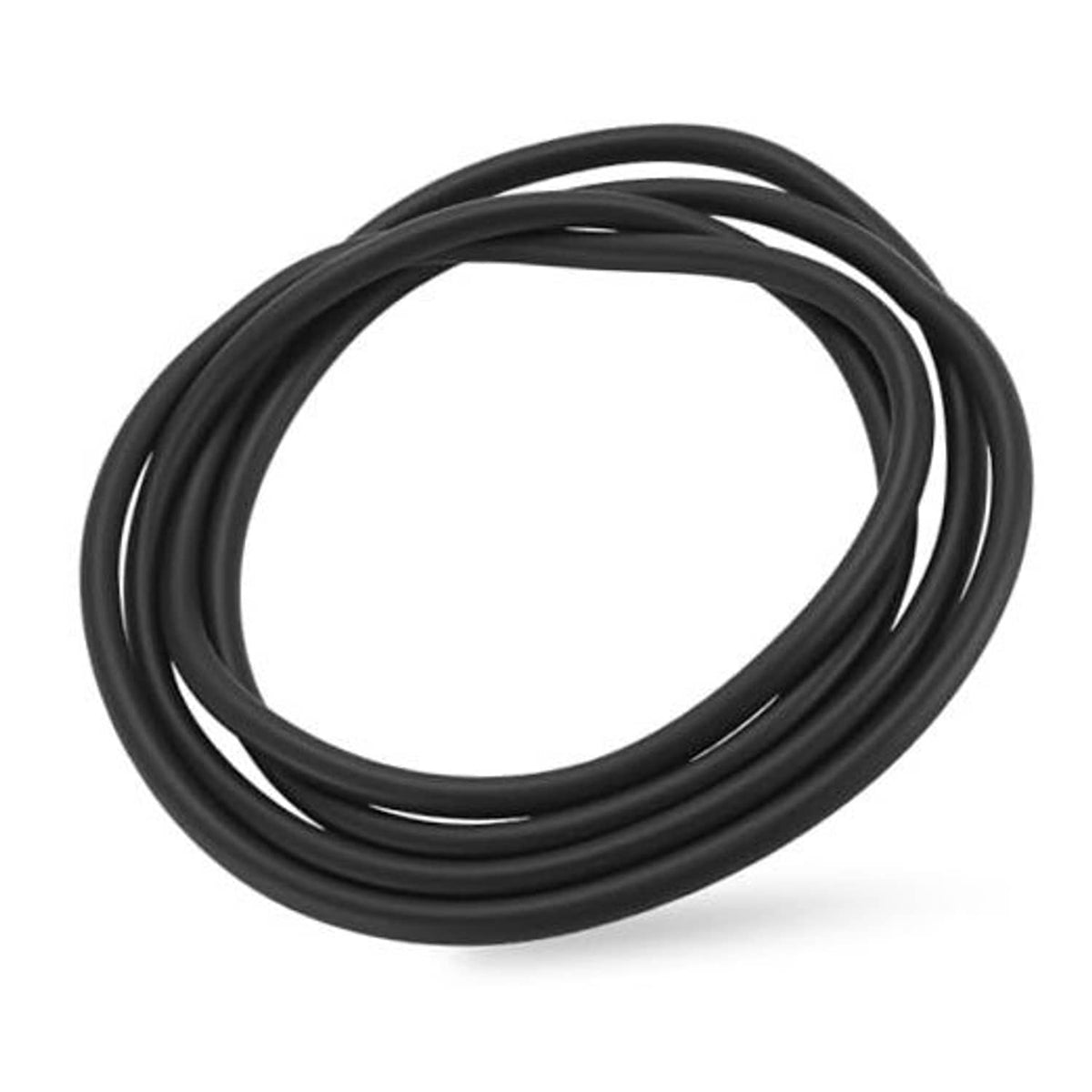 Black front storage rack gasket, coiled rubber seal loop.