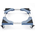 Adjustable furniture dolly with blue frame and 4 dual-locking swivel wheels